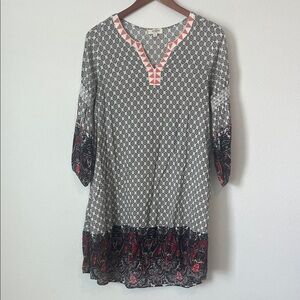 UMGEE Black & White Printed Long Sleeve Mini Dress